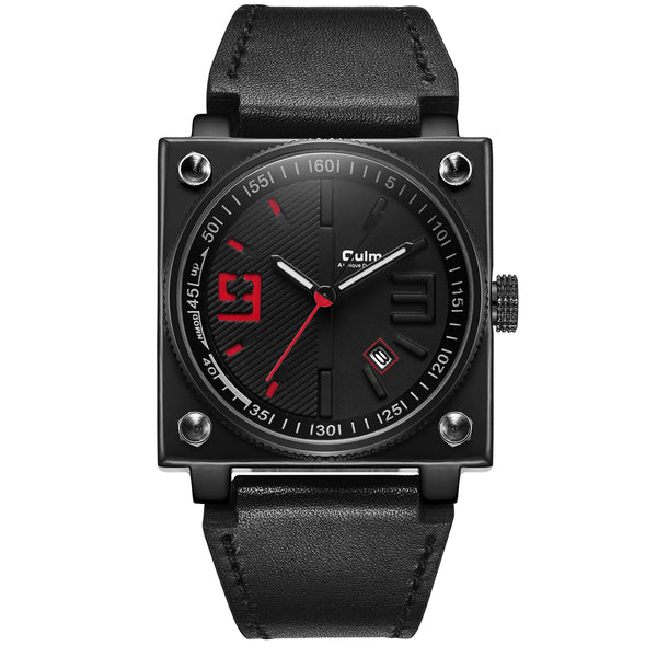 Elegante reloj cuadrado de cuero de cuarzo W22HP88055