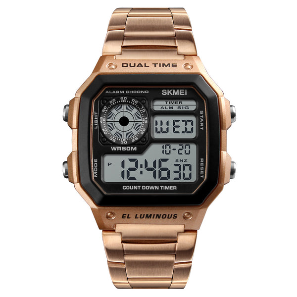 Kreatywny trend Kwadratowy zegarek w kolorze różowego złota W2313835