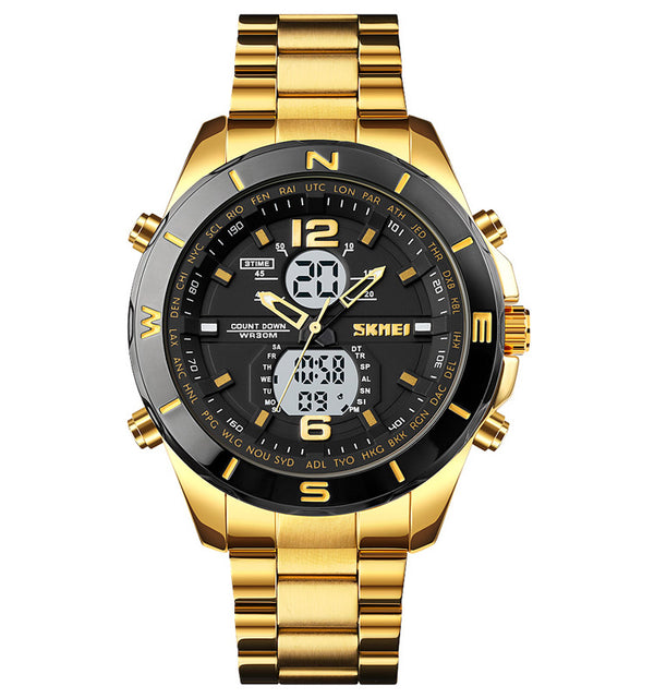 Nouvelle montre électronique à double affichage et bracelet en acier W2316870