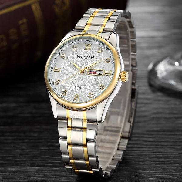 Leuchtende, schlichte Uhr mit Stahlarmband W11P8602
